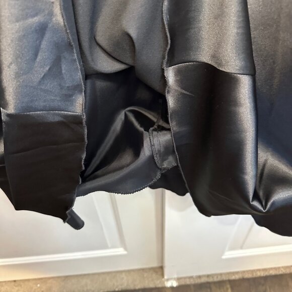 Vintage Aspeed 90s y2K Black Beaded Satin Maxi Dress with Shawl 2XL - Picture 11 of 12